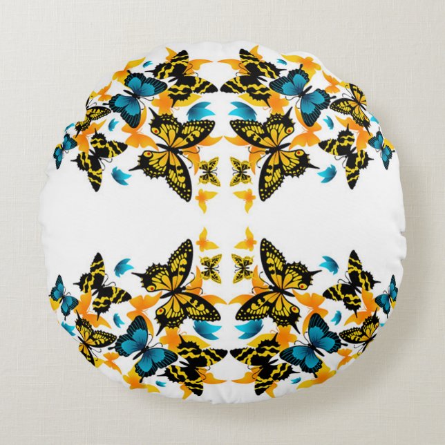 Klassische Stile Butterflies Rundes Kissen (Vorderseite)