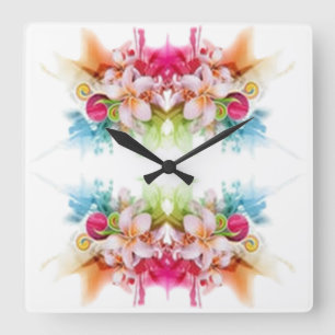 Klassische Stile Florals Quadratische Wanduhr