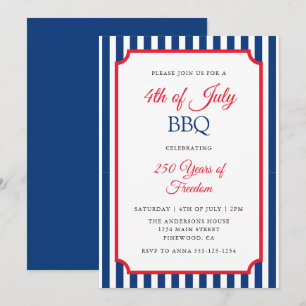 Klassische Streifen 4. Juli BBQ-Party Einladung