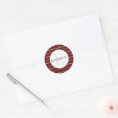 Klassische Streifen Burgundy Red Tan White Custom Runder Aufkleber (Umschlag)