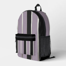 Klassische Streifen Lila Schwarz und Silber Bedruckter Rucksack