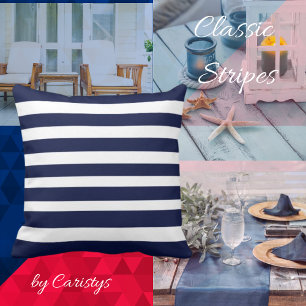 Klassische Streifen Navy und White Throw Kissen