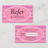 Klassische Streifen Rosa und Lila Freundschaftswer Empfehlungskarte (Vorne/Hinten)