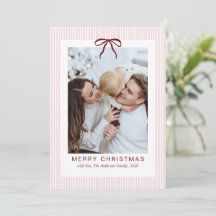 Klassische Streifen Rote Schleife Frohe Weihnachte