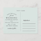 Klassische Streifen Save the Date Postkarte in bla (Rückseite)