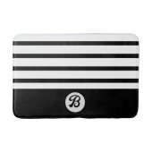 Klassische Streifen schwarz-weiß mit Monogramm Badematte (Vorderseite)