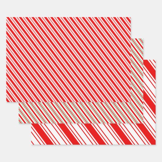 Klassische Streifen von Zuckerstangen in Rot und G Geschenkpapier Set (Set)