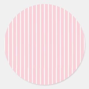 Klassische Streifen Weiß - Pink Runder Aufkleber
