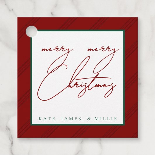 Klassische Stripe Holiday Geschenketiketten - Jewe Geschenkanhänger (Vorderseite)