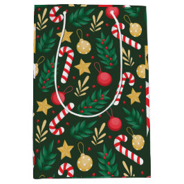 klassische Süßspeisen und Blätter Weihnachten Mittlere Geschenktüte