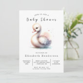 Klassische Swan Baby Dusche Einladung (Stehend Vorderseite)