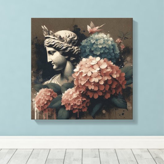 Klassische Szene mit Gipsumstatue Leinwanddruck (Insitu (Holzboden))