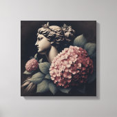 Klassische Szene mit Gipsumstatue und Hydrangea Leinwanddruck (Vorderseite)