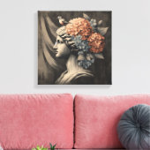 Klassische Szene mit Gipsumstatue und Hydrangea Leinwanddruck (Insitu (Wohnzimmer))