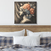 Klassische Szene mit Gipsumstatue und Hydrangea Leinwanddruck (Insitu (Schlafzimmer))