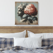 Klassische Szene mit Gipsumstatue und Hydrangea Leinwanddruck (Insitu (Schlafzimmer))