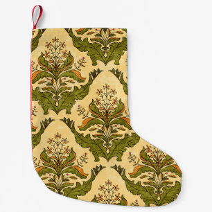 Klassische Tapete aus Blumen: stilisierte Damast. Kleiner Weihnachtsstrumpf