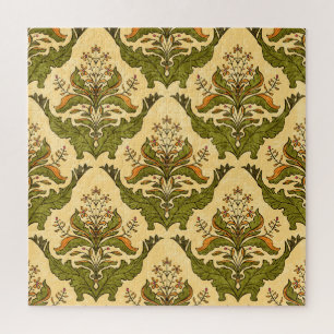 Klassische Tapete aus Blumen: stilisierte Damast. Puzzle