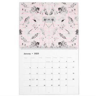 Klassische Tapeten aus schwarz-weißem Blumen Kalender