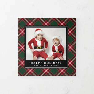 Klassische Tartan-Karo-Weihnachts-Dreifaltigkeits- Dreifach Gefaltete Urlaubskarte