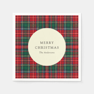 Klassische Tartan-Karo-Weihnachtsfeier Serviette