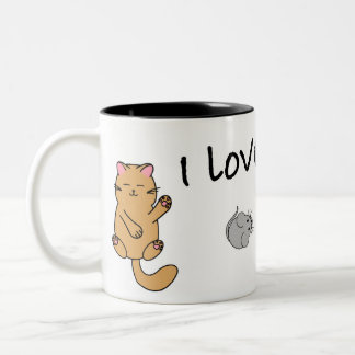 Klassische Tasse, 11 oz, mit I LIEBE KATZ Zweifarbige Tasse