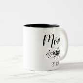 Klassische Tasse der Schwarz-weißen floralen Mama (VorderseiteRechts)