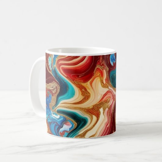 Klassische Tasse mit farbigem Marmordesign (Vorderseite Links)