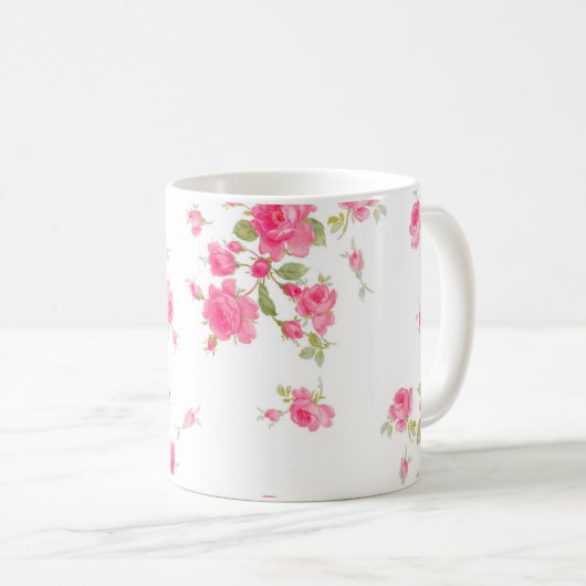 Klassische Tasse mit rosa Rosen (VorderseiteRechts)