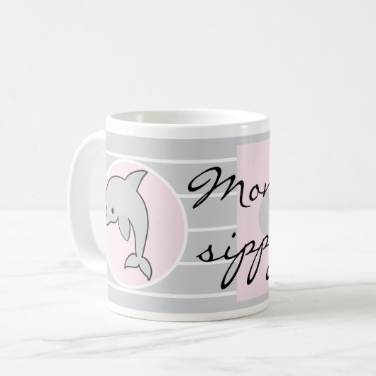 Klassische Tasse, Pink Dolphin Mommy's Sippy Cup Kaffeetasse (Vorderseite Links)