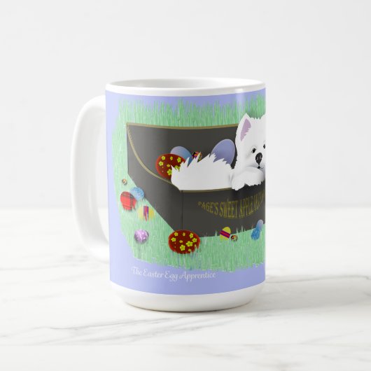 Klassische Tasse SamPup Ostereier Lehrling (Vorderseite Links)