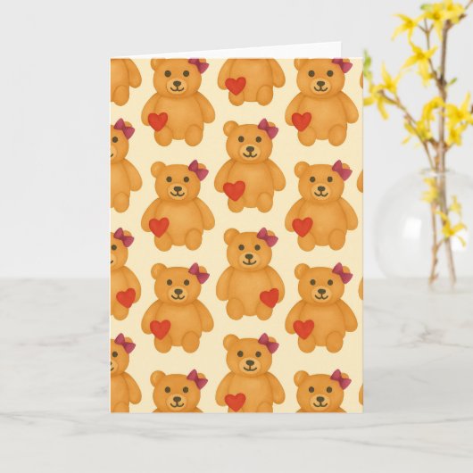 Klassische Teddy-Bär-Muster-Blankokarte Karte (Gelbe Blume)