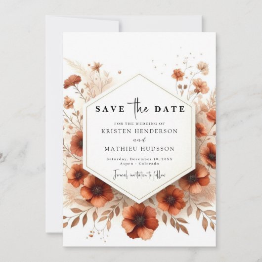 Klassische Terracotta Wedding Save The Date (Vorderseite)