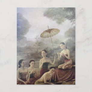 klassische thailändische Porträt-Druck-Postkarte Postkarte