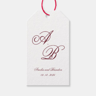 Klassische tiefburgunderrote Monogramm-Schrift Hoc Geschenkanhänger