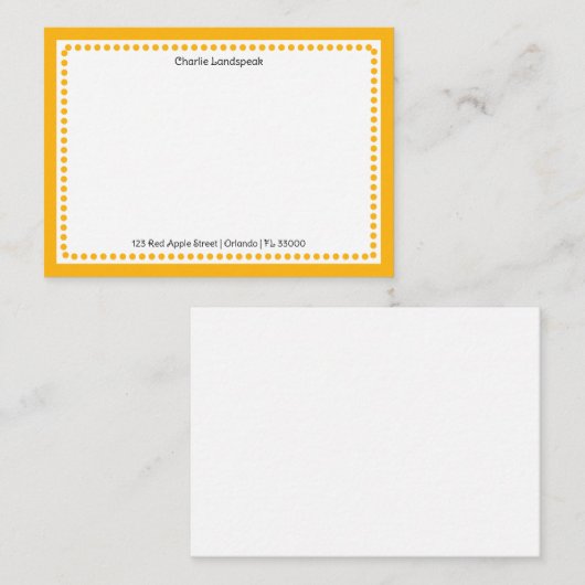 Klassische, tiefgelbe Grenze und Mit Monogramm Pun Mitteilungskarte (Vorne/Hinten)