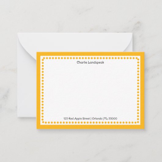 Klassische, tiefgelbe Grenze und Mit Monogramm Pun Mitteilungskarte (Vorderseite)