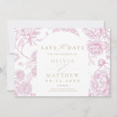 Klassische Toile De Jouy Französisch Save The Date (Vorderseite)