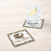 Klassische Tradition Grün Gold Weihnachtsrinder Rechteckiger Pappuntersetzer (Vor Ort)