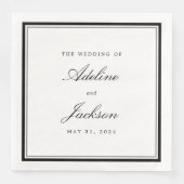 Klassische traditionelle Hochzeit in Schwarz und W Serviette (Vorderseite)