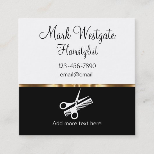 Klassische Trendy Hairstylist Business Cards Quadratische Visitenkarte (Vorderseite)