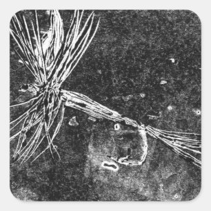 Klassische Trockenfliegenmuster für die Forellen-  Quadratischer Aufkleber