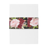 Klassische Tropenschwarz-Burgund-Hochzeit Einladungsbanderole (Rückseitenbeispiel)