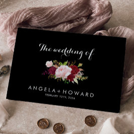 Klassische Tropenschwarz-Burgund-Hochzeit Gästebuch