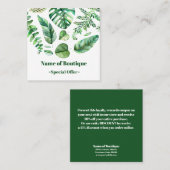 Klassische tropische Blätter Boutique Rabattcoupon Rabattkarte (Vorne/Hinten)