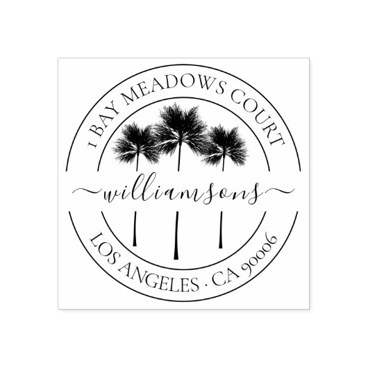 Klassische tropische Palmen Rücksendeadresse Gummistempel (Prägung)