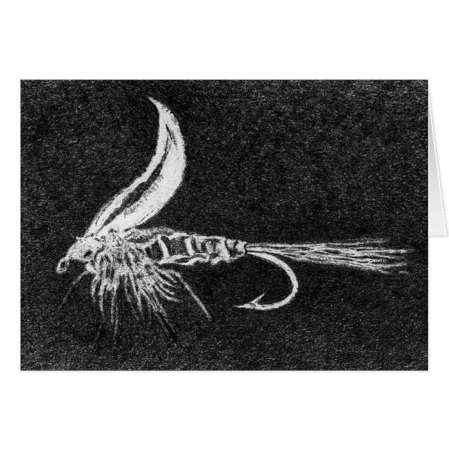 Klassische Trout Fly Card "Gold Ribbed Hare's Oar" (Vorderseite (Horizontal))