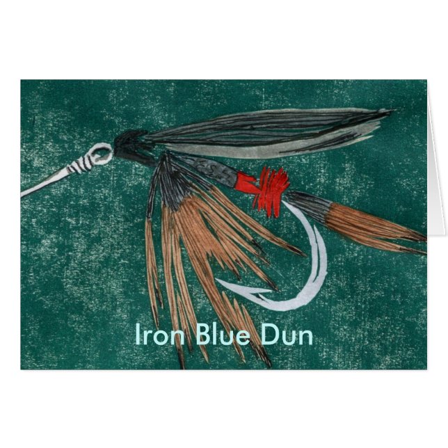 Klassische Trout Fly Card "Iron Blue Dun" (Vorderseite (Horizontal))