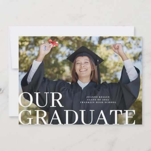 Klassische Typografie 2 Foto Graduate Ankündigung (Vorderseite)