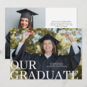 Klassische Typografie 2 Foto Graduate Ankündigung (Vorne/Hinten)